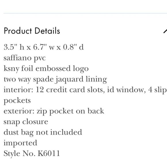 KATE SPADE ♠️ LEATHER SAFFIANO LARGE BLACK LADIES WALLET OUTSIDE ZIP POCKET NWOT - Picture 7 of 7